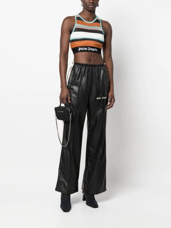 Palm Angels  logo-print faux-leather track pants - Image 2