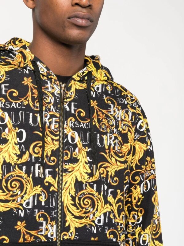 Versace Jeans Couture  Baroque-print zip-up hoodie - Image 4