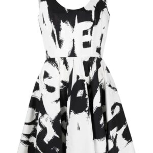 Alexander McQueen logo-print flared dress