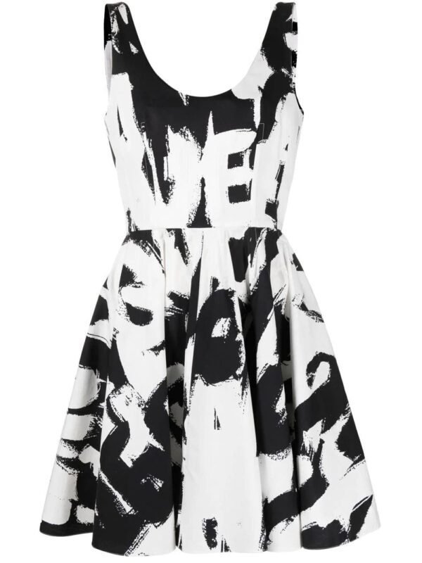 Alexander McQueen  logo-print flared dress