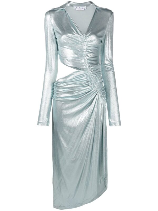Off-White metallic draped midi dress