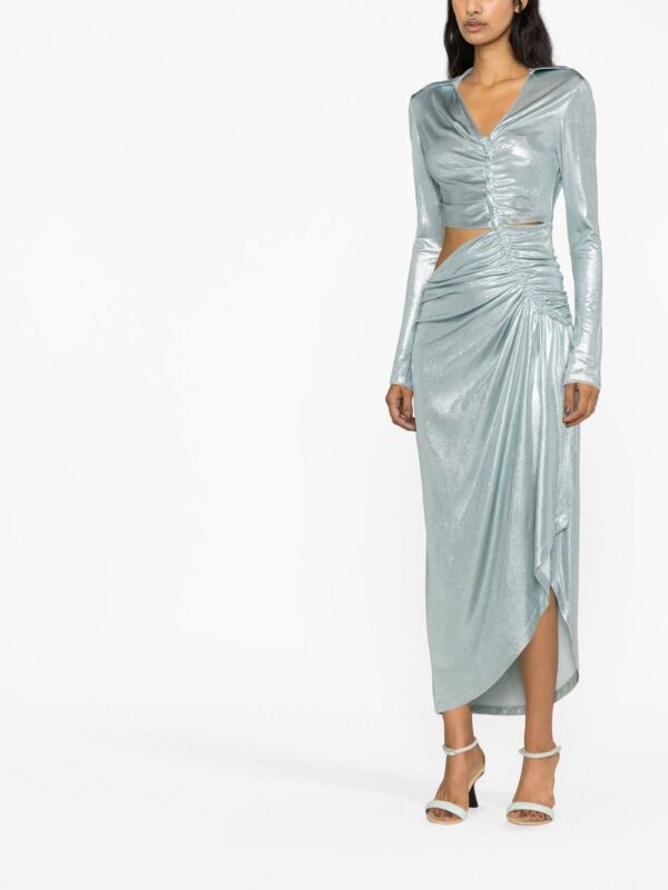 Off-White metallic draped midi dress - Image 4