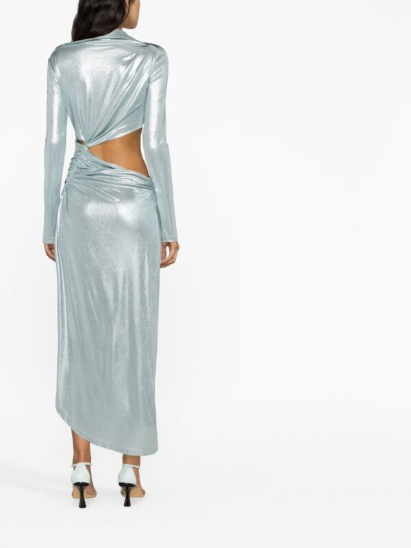 Off-White metallic draped midi dress - Image 2