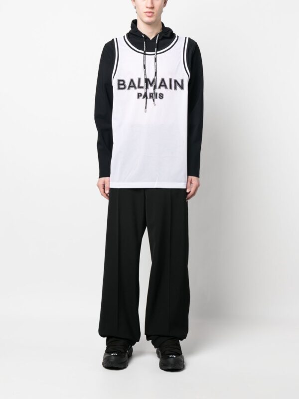 Balmain  logo-print long-sleeve hoodie - Image 2