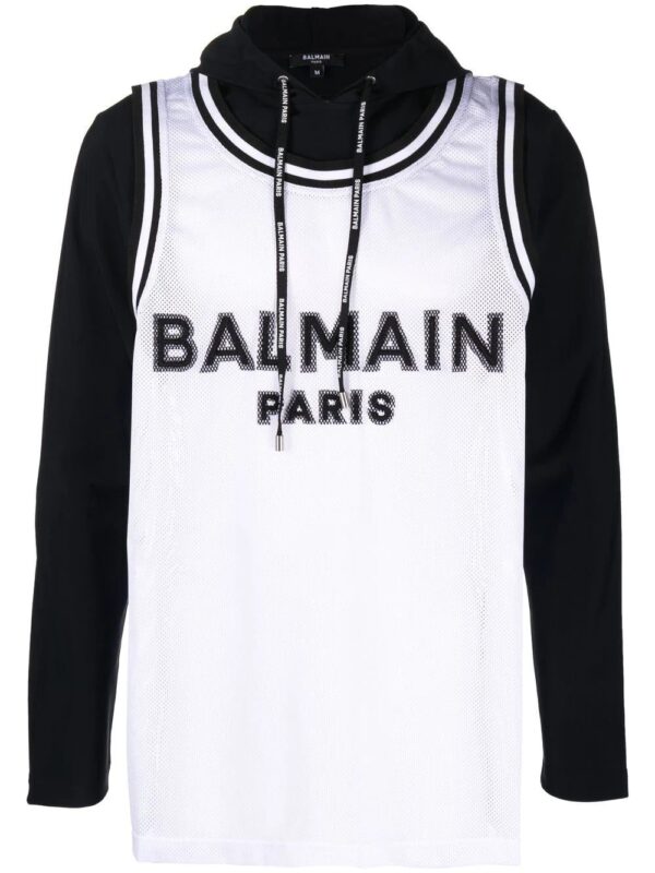 Balmain  logo-print long-sleeve hoodie
