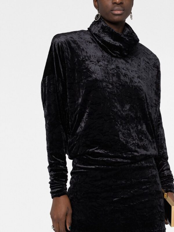 Saint Laurent roll-neck velvet effect minidress - Image 3