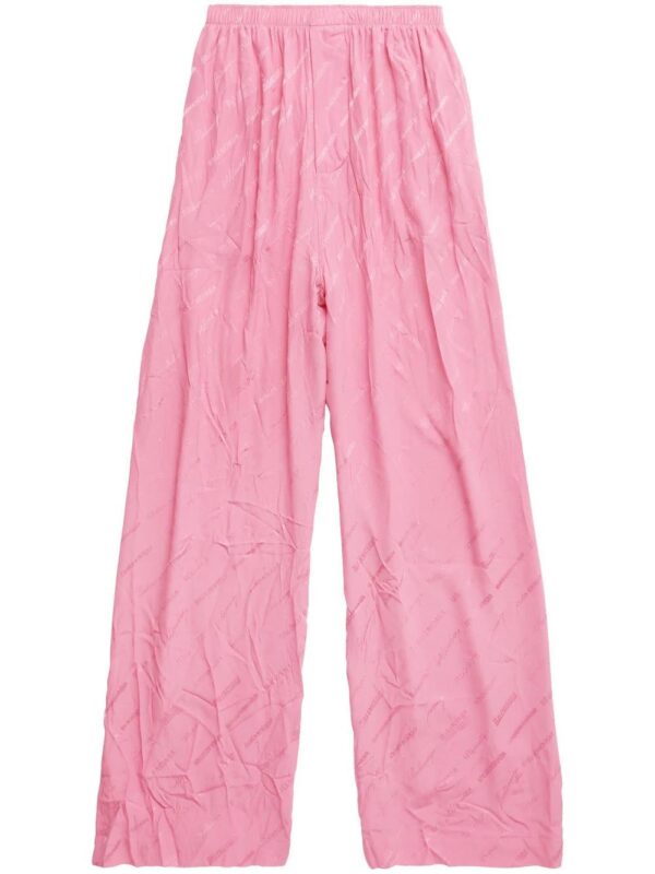 Balenciaga  logo-jacquard wide-leg silk trousers