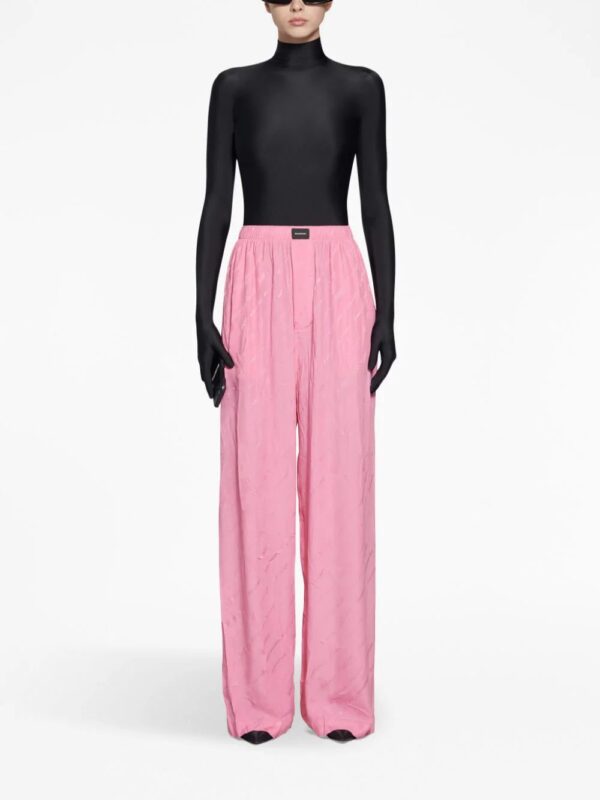 Balenciaga  logo-jacquard wide-leg silk trousers - Image 2