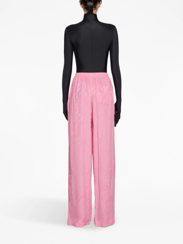 Balenciaga  logo-jacquard wide-leg silk trousers - Image 4