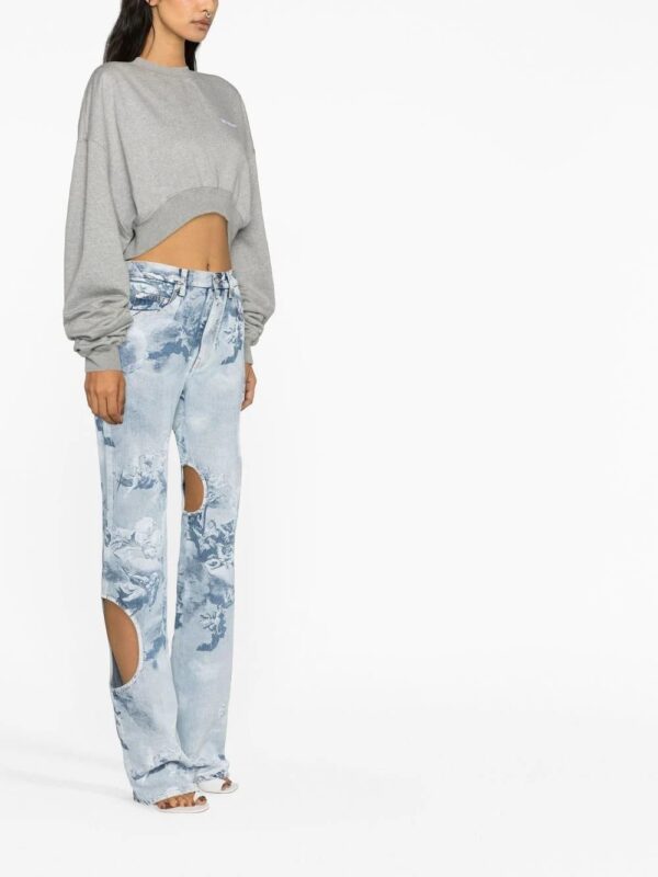 Off-White  oversized-sleeve cropped sweatshirt - Image 3