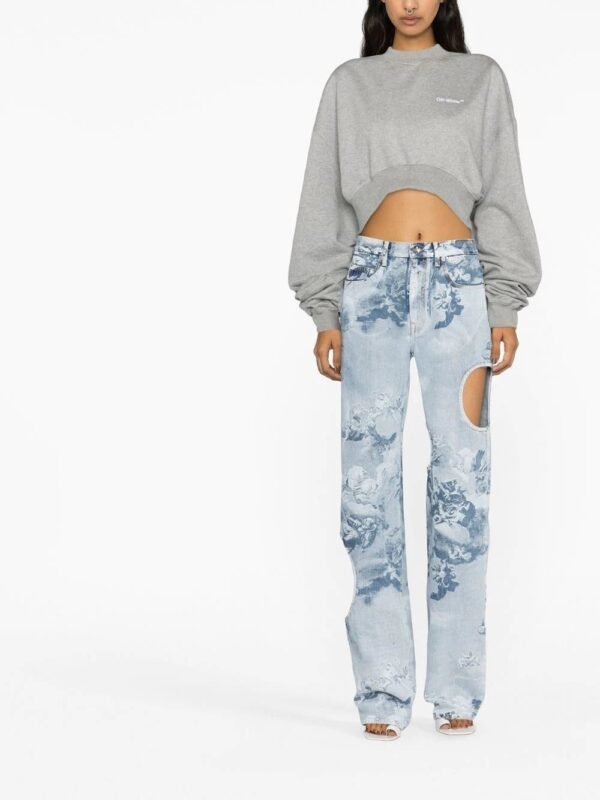 Off-White  oversized-sleeve cropped sweatshirt - Image 2