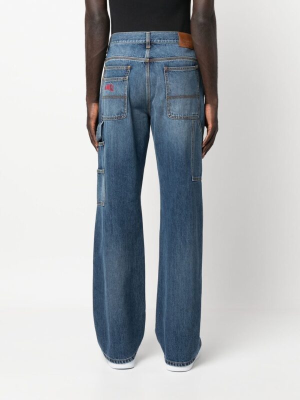 Alexander McQueen  embroidered-logo wide-leg utility jeans - Image 4
