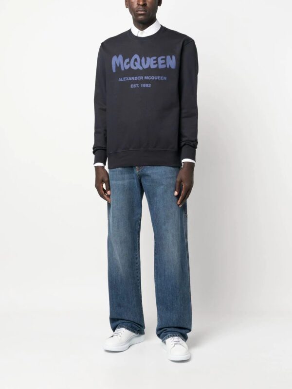 Alexander McQueen  embroidered-logo wide-leg utility jeans - Image 2
