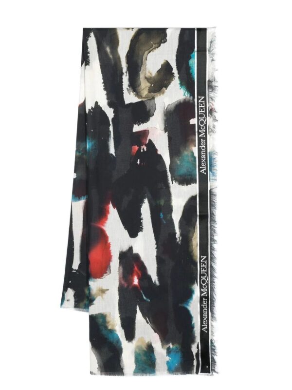 Alexander McQueen  Graffiti-print cotton-blend scarf