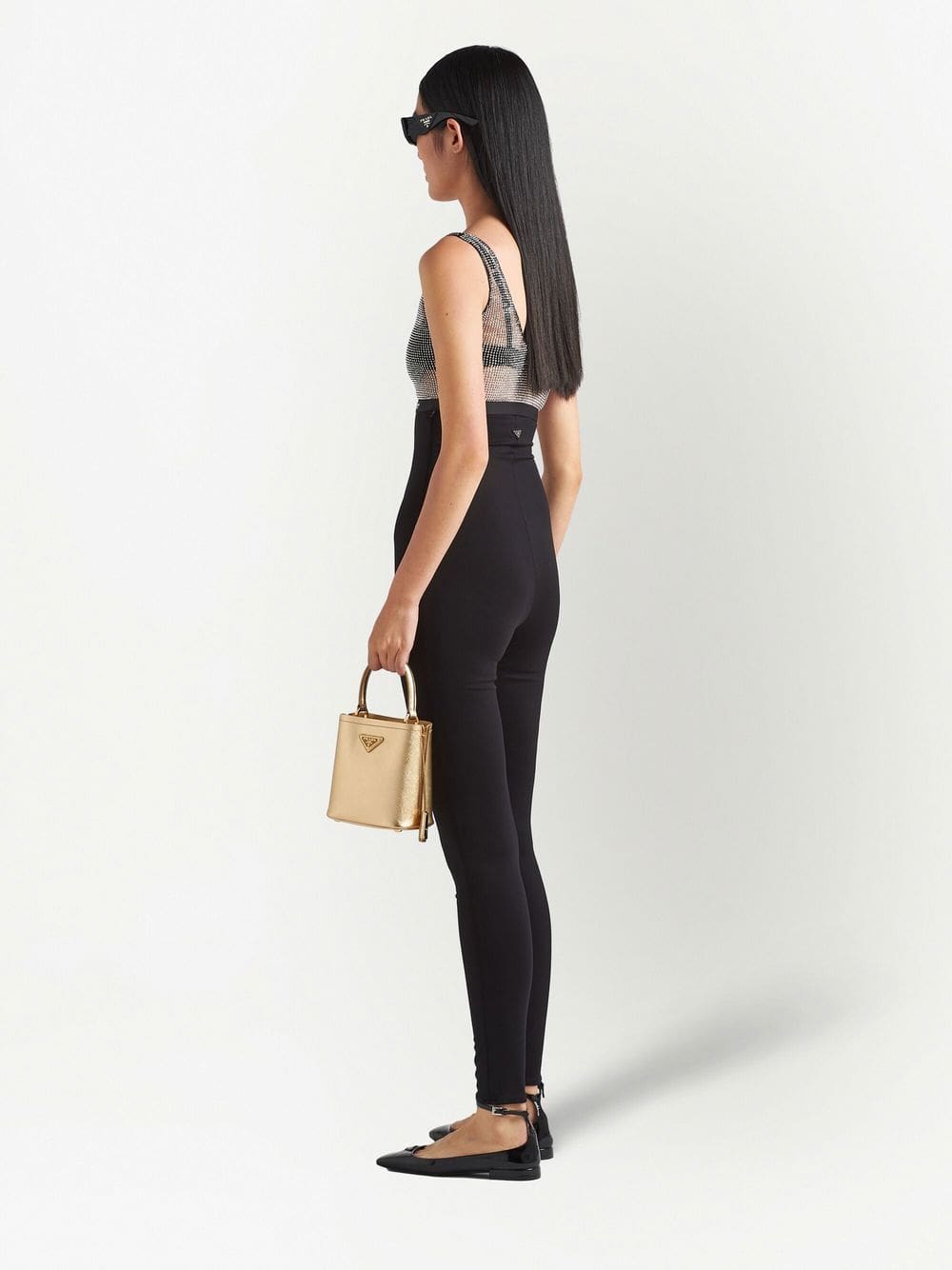 Prada rhinestone-embellished mesh crop top - Image 3