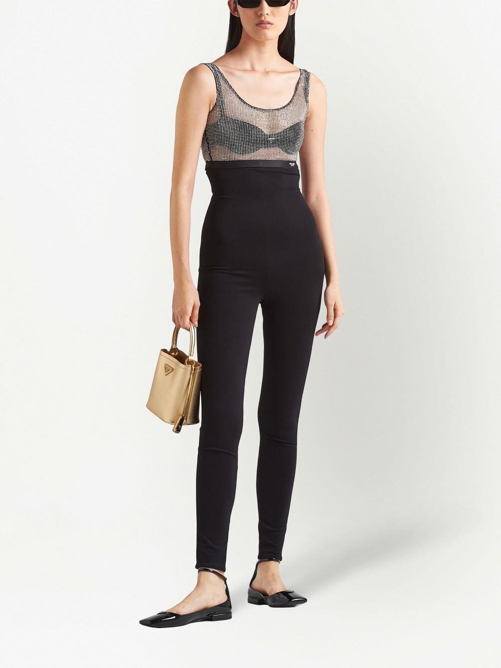 Prada rhinestone-embellished mesh crop top - Image 2