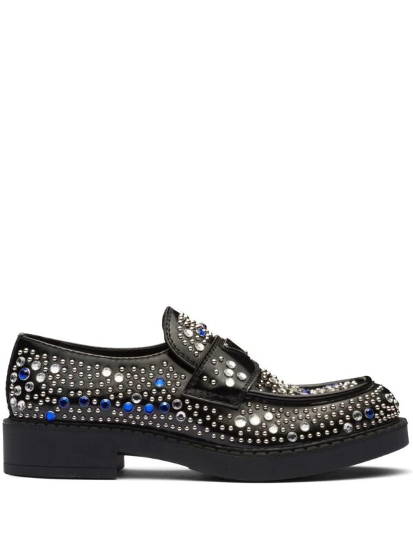 Prada  rhinestone-embellished leather loafers