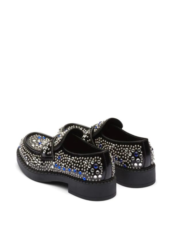 Prada  rhinestone-embellished leather loafers - Image 3