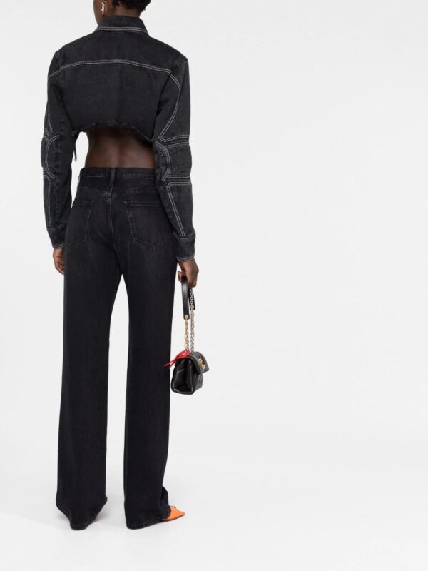 Off-White  logo-embroidered cropped denim jacket - Image 4