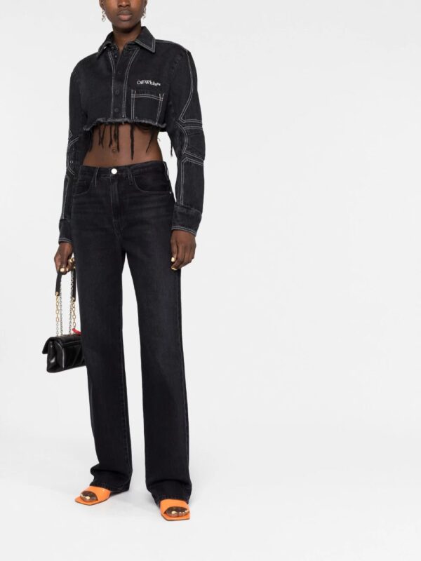 Off-White  logo-embroidered cropped denim jacket - Image 2