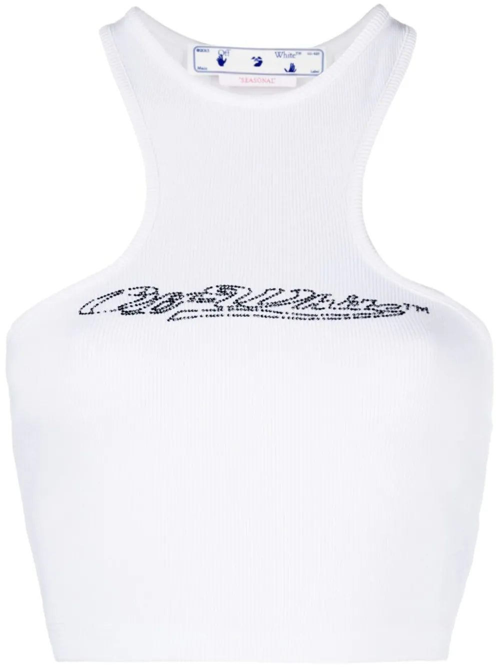 Off-White crystal-embellished logo crop top