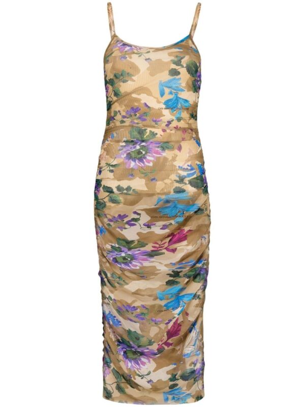 Off-White  camouflage-print mesh dress