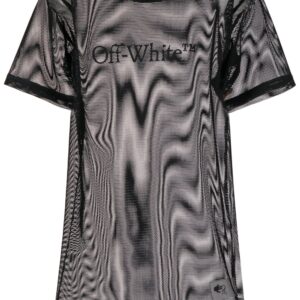 Off-White  logo-print mesh T-shirt dress