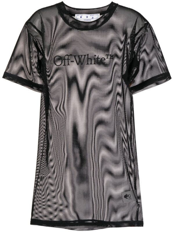Off-White  logo-print mesh T-shirt dress