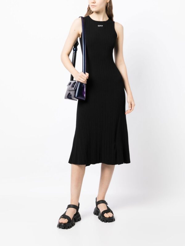 Off-White logo-print ribbed midi dress - Image 3