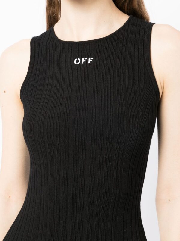 Off-White logo-print ribbed midi dress - Image 5