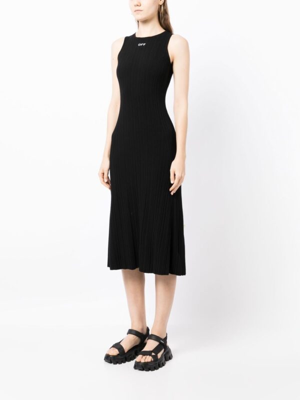 Off-White logo-print ribbed midi dress - Image 2