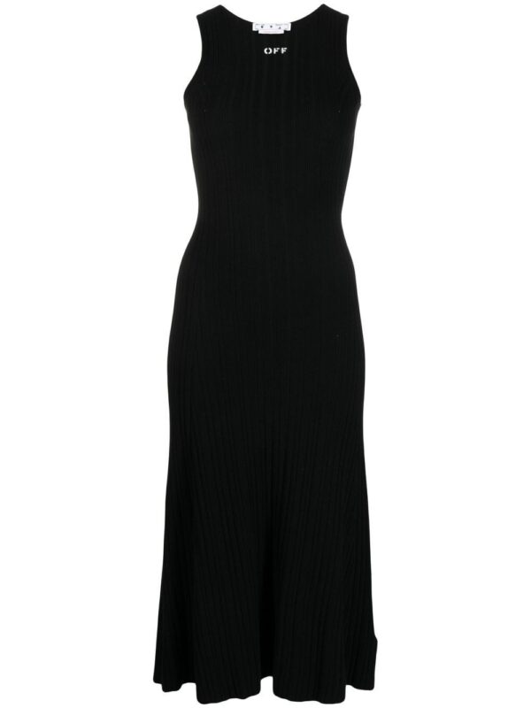 Off-White logo-print ribbed midi dress