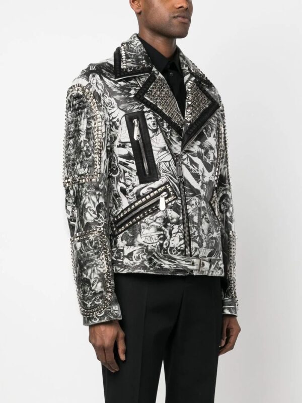 Philipp Plein  tattoo-print biker jacket - Image 3
