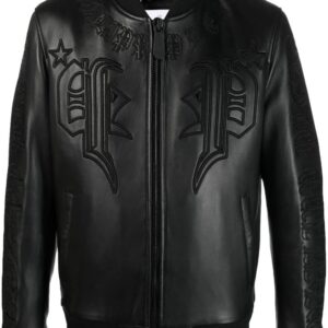 Philipp Plein  leather bomber jacket