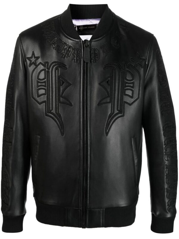 Philipp Plein  leather bomber jacket