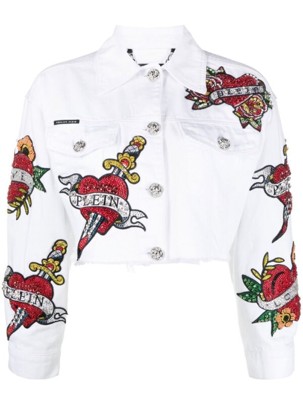 Philipp Plein  cropped Love denim jacket