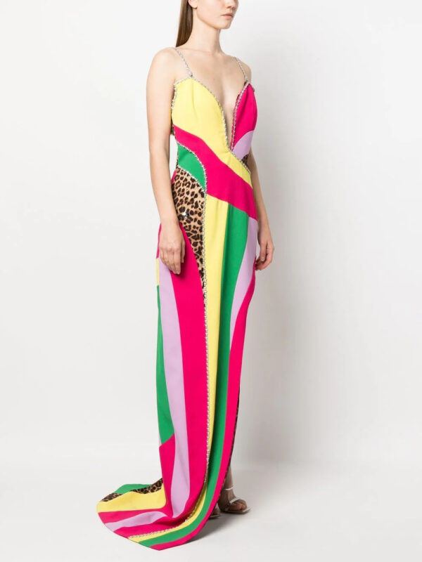 Philipp Plein  rainbow-patchwork long dress - Image 3