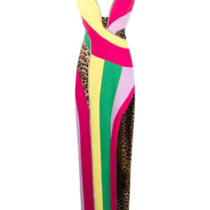 Philipp Plein  rainbow-patchwork long dress