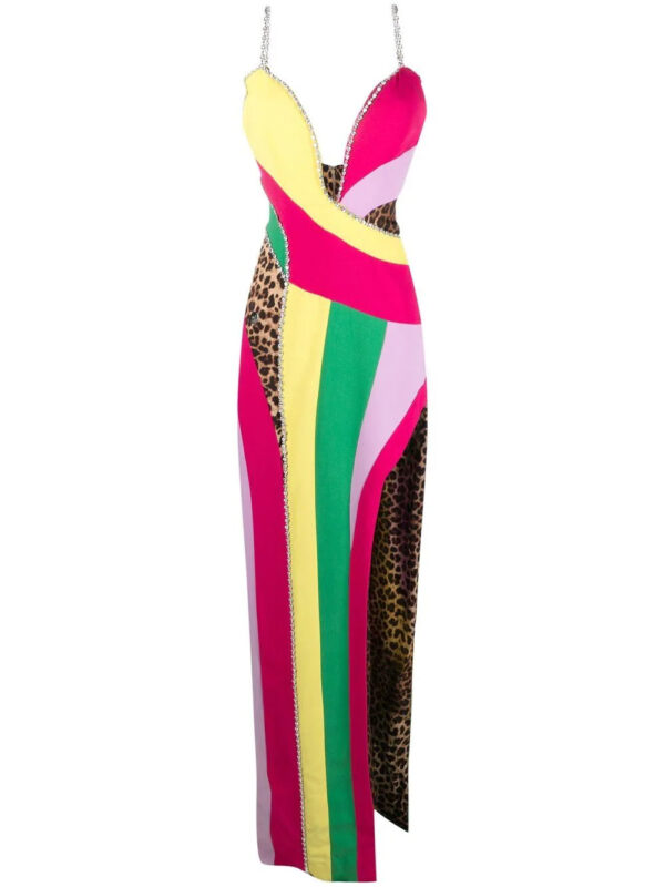 Philipp Plein  rainbow-patchwork long dress