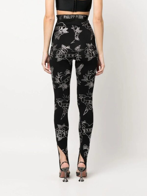 Philipp Plein  Love-print stirrup leggings - Image 4
