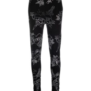 Philipp Plein  Love-print stirrup leggings