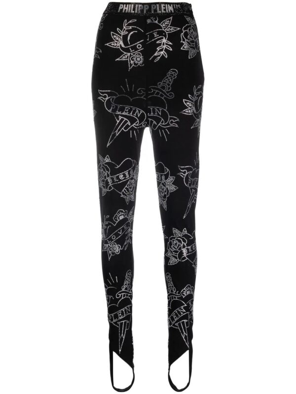 Philipp Plein  Love-print stirrup leggings