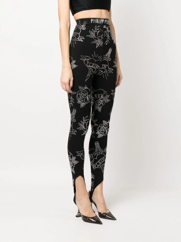 Philipp Plein  Love-print stirrup leggings - Image 3