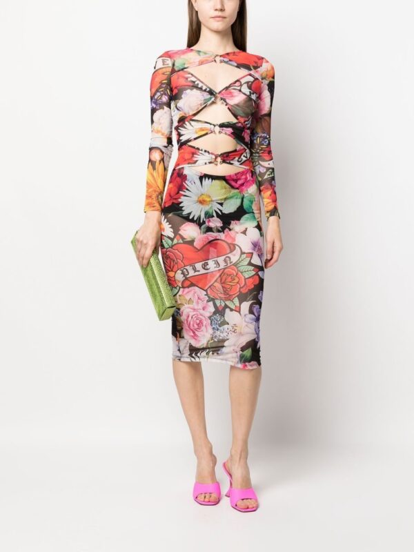 Philipp Plein Love Flowers midi dress - Image 2