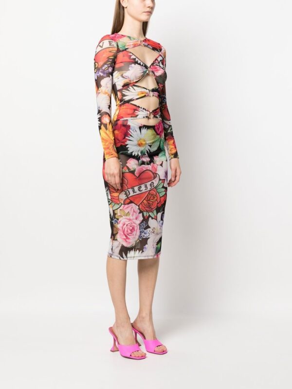 Philipp Plein Love Flowers midi dress - Image 3
