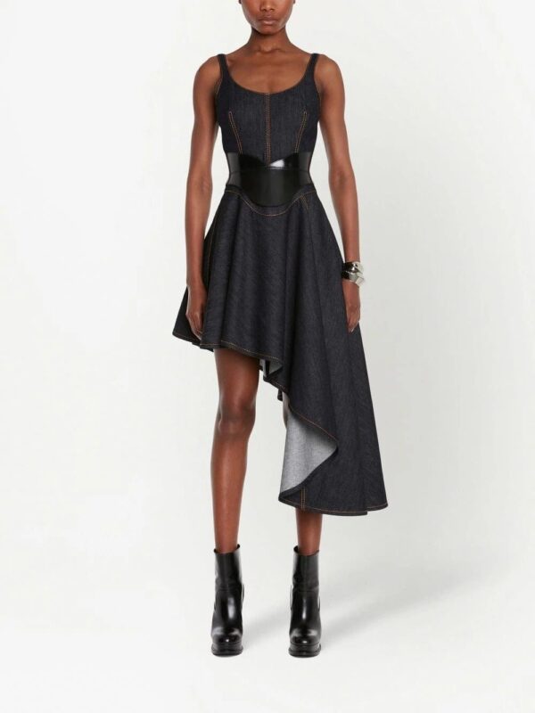 Alexander McQueen  asymmetric denim corset dress - Image 2