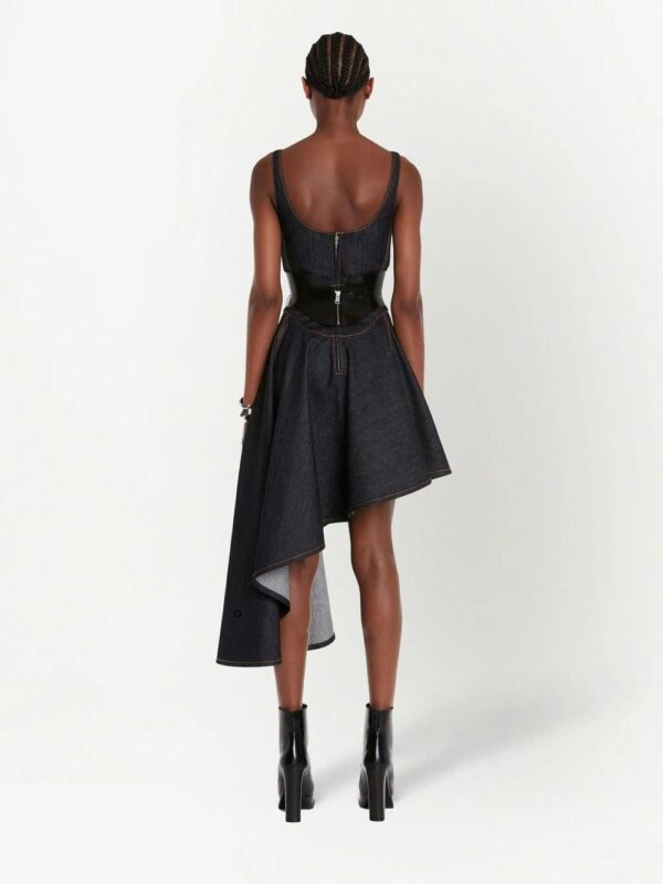 Alexander McQueen  asymmetric denim corset dress - Image 4