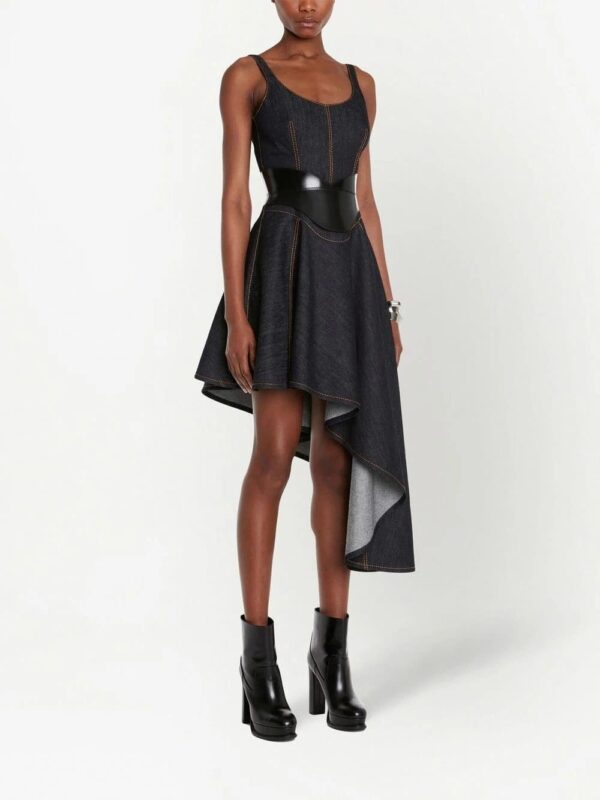 Alexander McQueen  asymmetric denim corset dress - Image 3