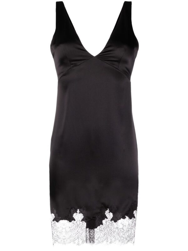 Saint Laurent lace-trim satin minidress