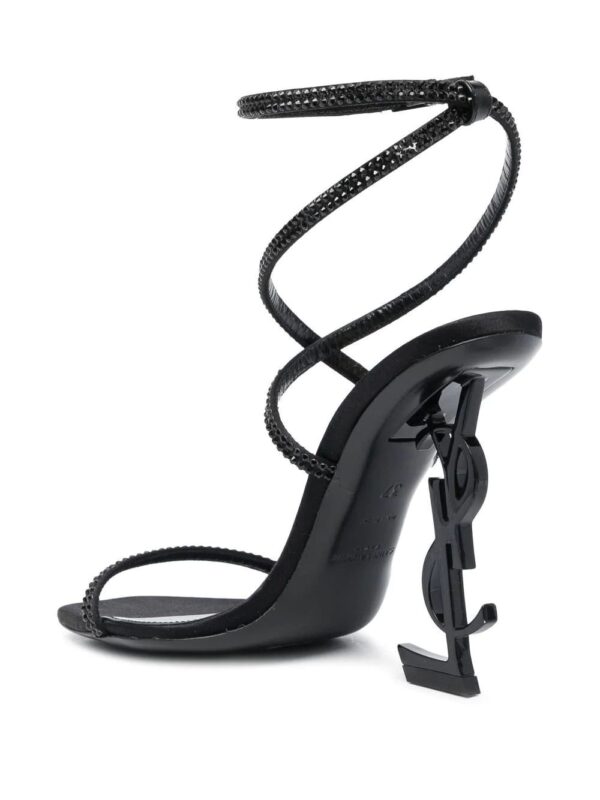 Saint Laurent  Black Opyum Strap Detail Sandals - Image 3